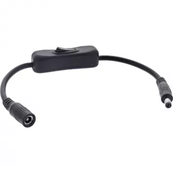 InLine Καλώδιο DC με διακόπτη, βύσμα/υποδοχή DC 5,5x2,5mm, AWG 18, μαύρο, 0,20m