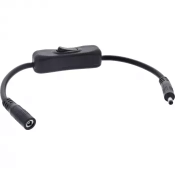 InLine Καλώδιο DC με διακόπτη, βύσμα/υποδοχή DC 4,0x1,7 mm, AWG 18, μαύρο, 0,20 m