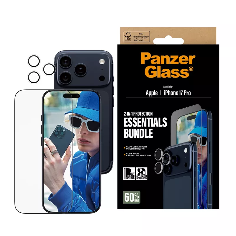 PanzerGlass 2-in-1 Essentials Bundle iPhone 17 Pro ανθεκτικό σε γρατσουνιές και κραδασμούς