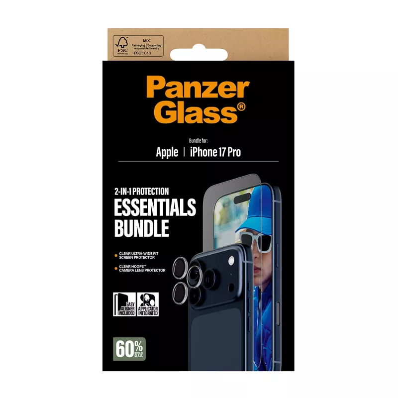 PanzerGlass 2-in-1 Essentials Bundle iPhone 17 Pro ανθεκτικό σε γρατσουνιές και κραδασμούς