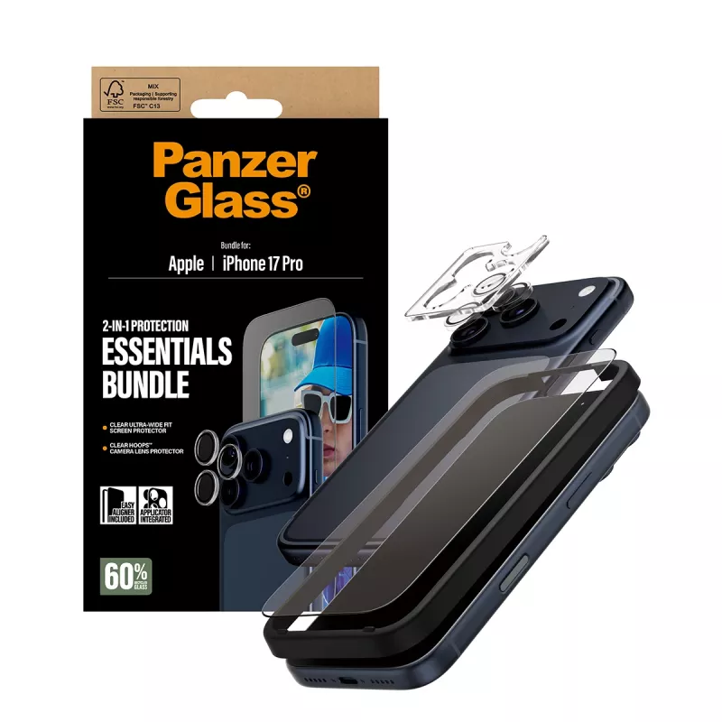 PanzerGlass 2-in-1 Essentials Bundle iPhone 17 Pro ανθεκτικό σε γρατσουνιές και κραδασμούς