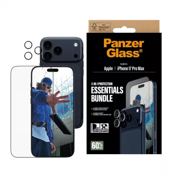 PanzerGlass 2-in-1 Essentials Bundle iPhone 17 Pro Max ανθεκτικό σε γρατσουνιές κραδασμούς