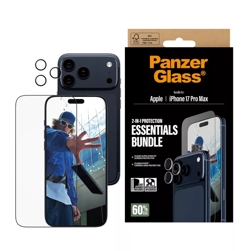 PanzerGlass 2-in-1 Essentials Bundle iPhone 17 Pro Max ανθεκτικό σε γρατσουνιές κραδασμούς
