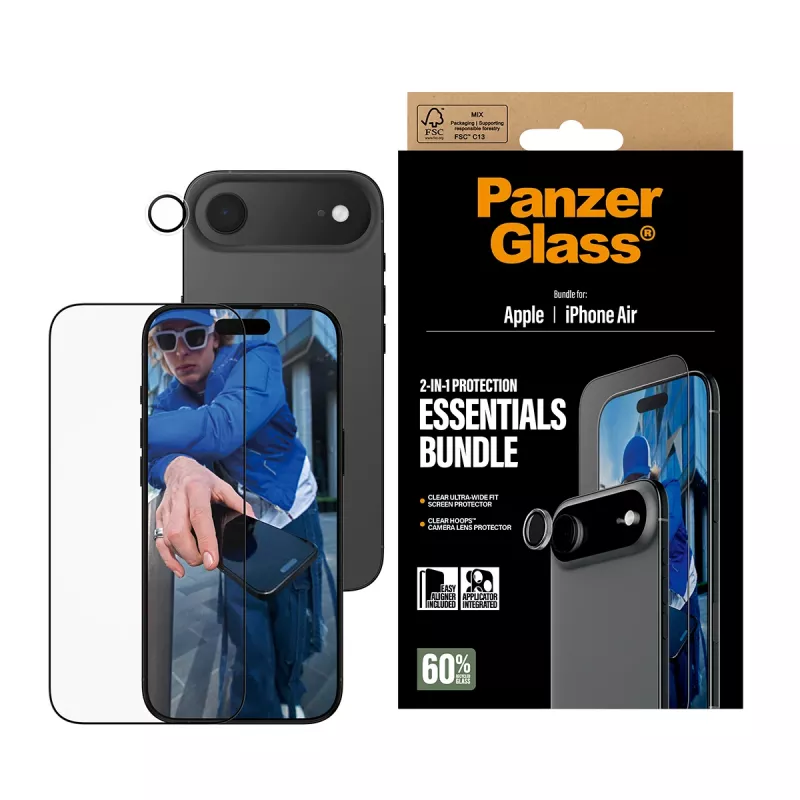 PanzerGlass 2-in-1 Essentials Bundle iPhone Air ανθεκτικό σε γρατσουνιές και κραδασμούς