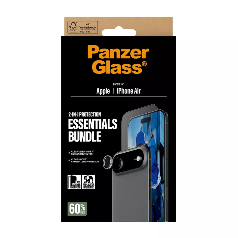 PanzerGlass 2-in-1 Essentials Bundle iPhone Air ανθεκτικό σε γρατσουνιές και κραδασμούς