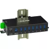 InLine 35396B βιομηχανικός διανομέας USB 3.2 Gen 1, 7x USB-A, 5 Gbit/s, περίβλημα αλουμινίου, στερέωση σε ράγα DIN, με τροφοδοτικό 12 V, μαύρος