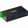 InLine 35396B βιομηχανικός διανομέας USB 3.2 Gen 1, 7x USB-A, 5 Gbit/s, περίβλημα αλουμινίου, στερέωση σε ράγα DIN, με τροφοδοτικό 12 V, μαύρος