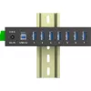 InLine 35396B βιομηχανικός διανομέας USB 3.2 Gen 1, 7x USB-A, 5 Gbit/s, περίβλημα αλουμινίου, στερέωση σε ράγα DIN, με τροφοδοτικό 12 V, μαύρος