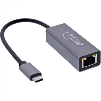 InLine 33380Q Προσαρμογέας RJ-45 USB Type-C αρσενικό 1 Gbit/s Γκρι