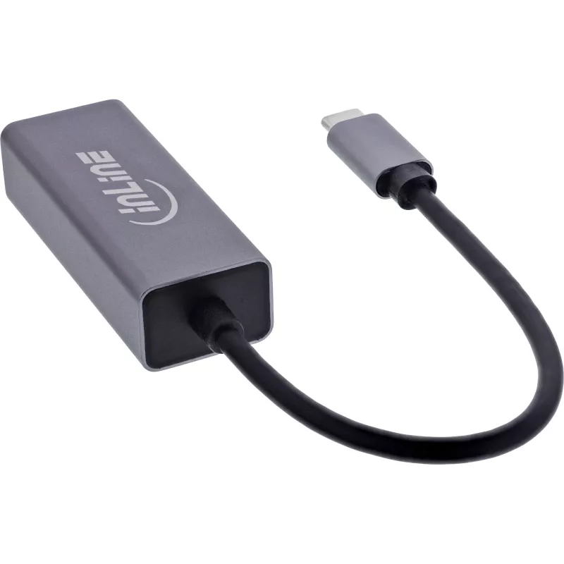 InLine 33380Q Προσαρμογέας RJ-45 USB Type-C αρσενικό 1 Gbit/s Γκρι