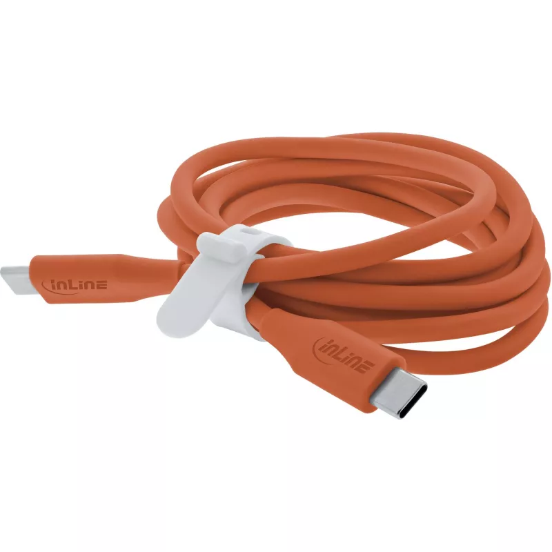 InLine 35895O καλώδιο USB-C σε USB-C, USB 2.0, 480 Mbit/s, γρήγορη φόρτιση 100 W, σιλικόνης, 0,5 m, Papaya πορτοκαλί
