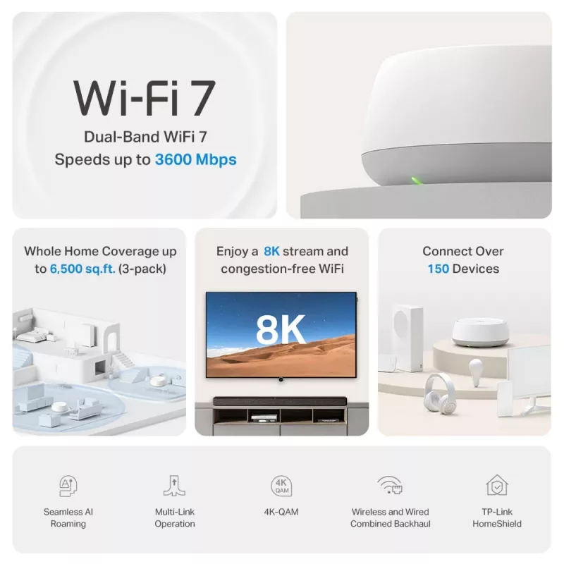 TP-Link DECO BE22 Dualband (2,4 GHz / 5 GHz) Wi-Fi 7 (802.11be) λευκό 2 Intern