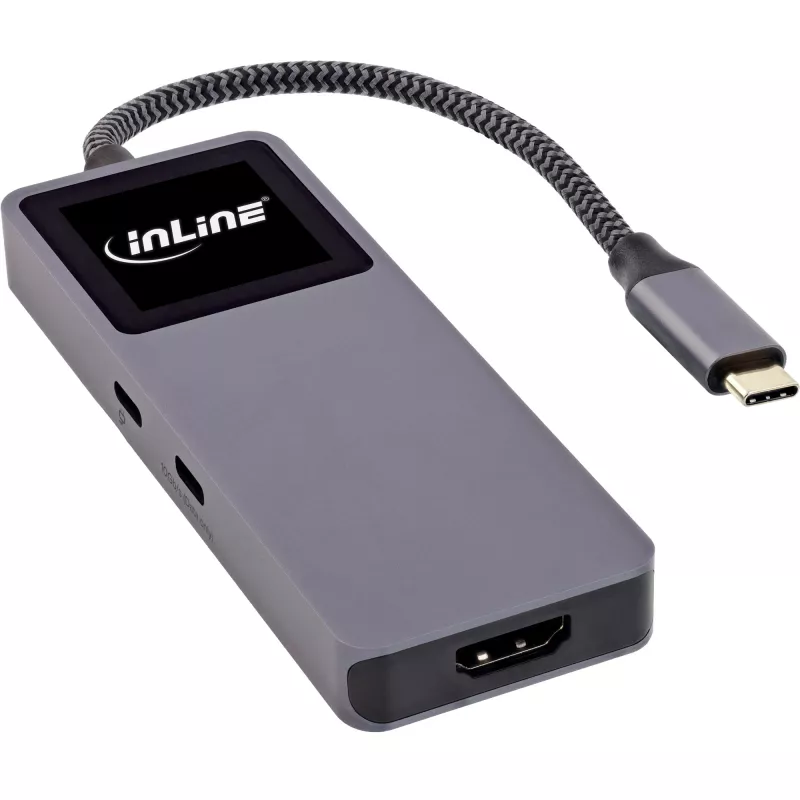 Hub διασύνδεσης USB-C InLine 35392D USB 3.2 Gen 2 Type-C Host σε HDMI, USB-A, USB-C 10000 Mbit/s γκρι