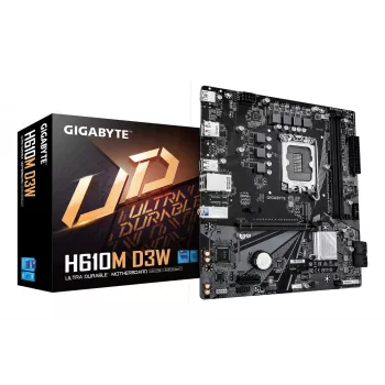 Μητρική GIGABYTE H610M D3W LGA1700 για επεξεργαστές Intel 12ης–14ης γενιάς, 5+1+1 VRM, DDR5 έως 5600 MHz, 128 GB, PCIe 3.0 M.2, 1 GbE, USB 3.2 Gen1