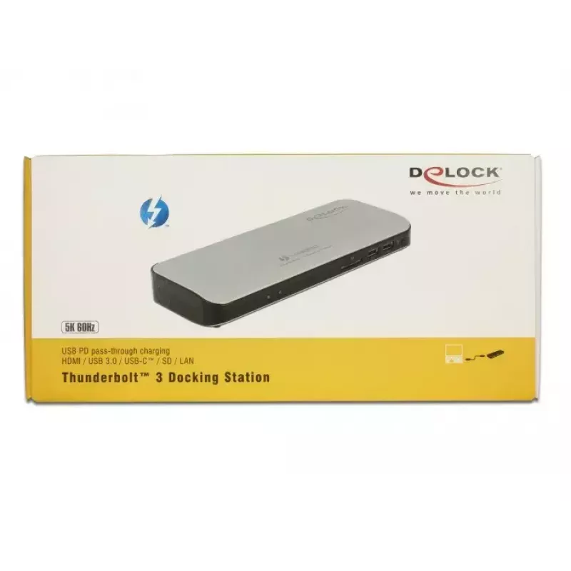 Βάση φορητού υπολογιστή DeLOCK 87725 Ενσύρματο Thunderbolt 3 Μαύρο Ασημί
