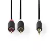 Καλώδιο ήχου Nedis CABW22200AT10 1m 3,5mm 2xRCA Ανθρακί