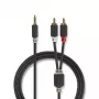 Καλώδιο ήχου Nedis CABW22200AT10 1m 3,5mm 2xRCA Ανθρακί