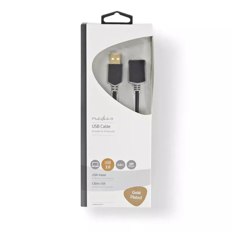 Καλώδιο USB Nedis CCBW60010AT20 2 m USB 2.0 USB A Ανθρακί