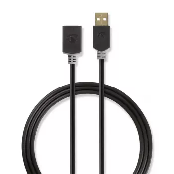 Καλώδιο USB Nedis CCBW60010AT20 2 m USB 2.0 USB A Ανθρακί