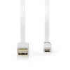 Καλώδιο USB Nedis CCBW60500WT10 1m USB 2.0 A σε Micro-USB B Λευκό