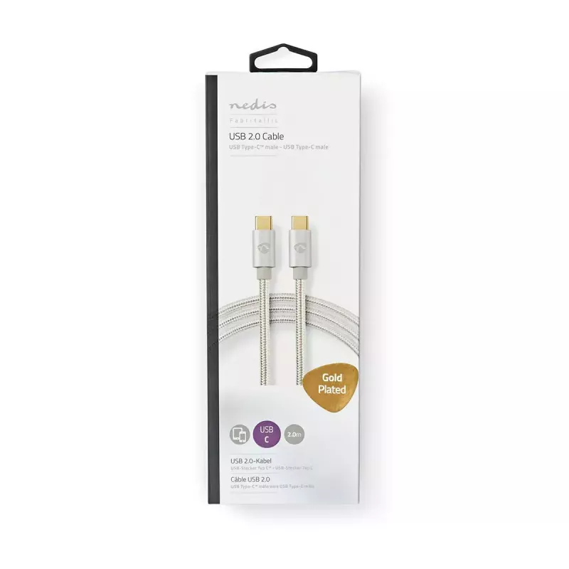 Καλώδιο USB Nedis CCTB60700AL20 2m USB C Αλουμίνιο USB 2.0