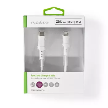 Καλώδιο Lightning Nedis CCGW39650WT10 1m λευκό USB C