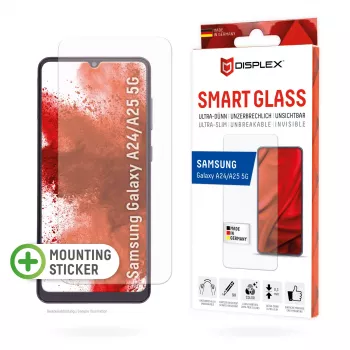Displex Smart Glass (9H) για Samsung Galaxy A24/A25 5G, αυτοκόλλητο τοποθέτησης, ανθεκτικό σε σπάσιμο