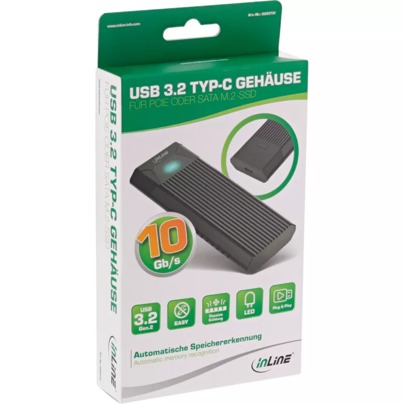 InLine USB3.2 Gen.2 USB-C σε M.2 SSD (PCIe NVMe & SATA) θήκη