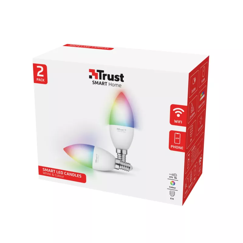 Έξυπνος λαμπτήρας TRUST 71293 – Wi-Fi Smart Light, λευκό, AC, 37×100 mm, συσκευασία 2 τεμ.
