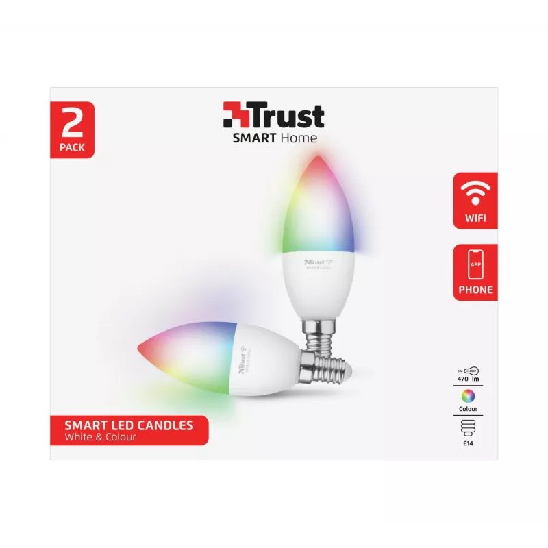Έξυπνος λαμπτήρας TRUST 71293 – Wi-Fi Smart Light, λευκό, AC, 37×100 mm, συσκευασία 2 τεμ.