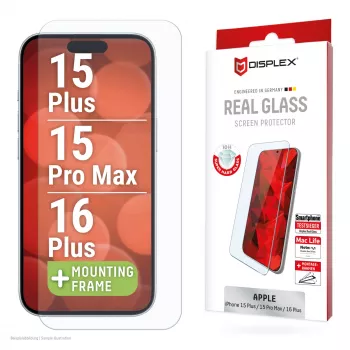 Displex μεμβράνη προστασίας οθόνης (10H) για Apple iPhone 15 Plus/15 Pro Max/16 Plus, Eco-Montagerahmen, ανθεκτική στις γρατσουνιές