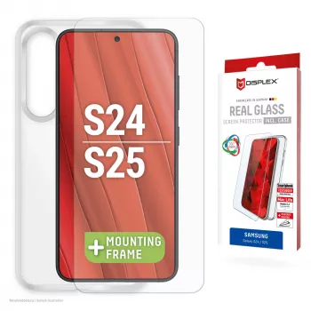 Displex μεμβράνη προστασίας οθόνης + θήκη για Samsung Galaxy S24/S25, Eco-Montagerahmen, ανθεκτική στις γρατσουνιές