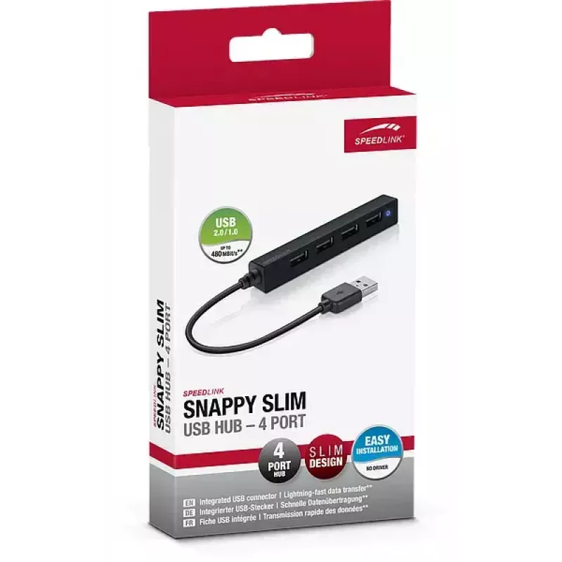 Hub SPEEDLINK SNAPPY λεπτό 480 Mbit/s Μαύρο