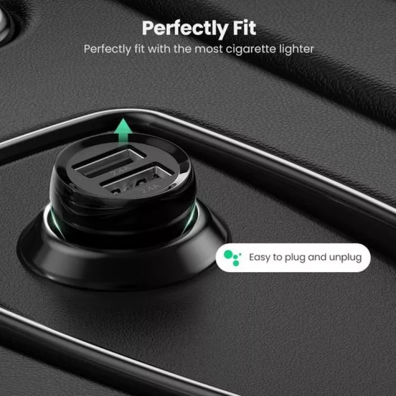 Ugreen 50875 φορητός φορτιστής MP4, φορητός υπολογιστής μαύρο Αναπτήρας αυτοκινήτου