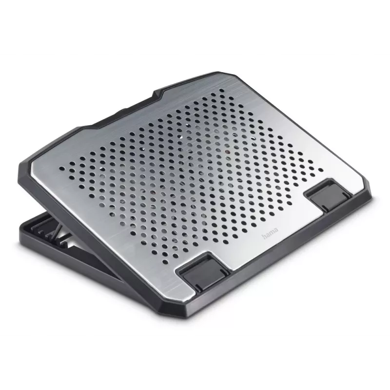 Hama 00126807 βάση ψύξης laptop από αλουμίνιο, ρυθμιζόμενης κλίσης, 2 ανεμιστήρες, έως 39,6 cm (15,6 ίντσες), μαύρη