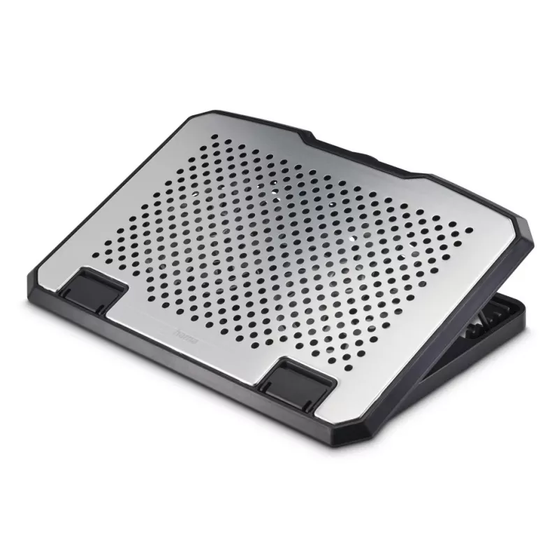 Hama 00126807 βάση ψύξης laptop από αλουμίνιο, ρυθμιζόμενης κλίσης, 2 ανεμιστήρες, έως 39,6 cm (15,6 ίντσες), μαύρη