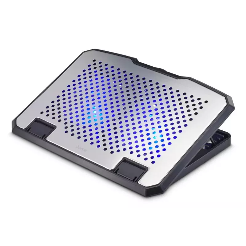 Hama 00126807 βάση ψύξης laptop από αλουμίνιο, ρυθμιζόμενης κλίσης, 2 ανεμιστήρες, έως 39,6 cm (15,6 ίντσες), μαύρη