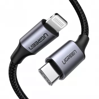 Ugreen 60759 Καλώδιο Κινητού Μαύρο, Ασημί 1 m USB C Lightning