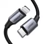 Ugreen 60759 Καλώδιο Κινητού Μαύρο, Ασημί 1 m USB C Lightning
