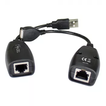 Techly IUSB-EXTENDTY5 Επεκτατής USB μέσω καλωδίου Cat.5e/6 έως 50 m, USB Type-A σε RJ-45, USB 1.1, χωρίς τροφοδοτικό, μαύρο