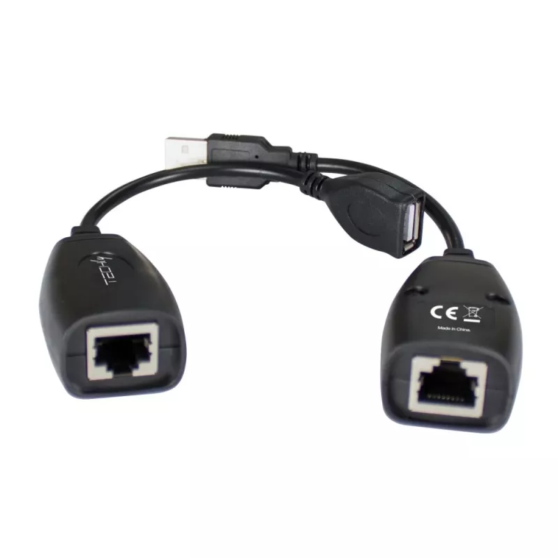Techly IUSB-EXTENDTY5 επεκτάτης USB μέσω καλωδίου Cat.5e/6 έως 50 m, USB σε RJ-45, μαύρο