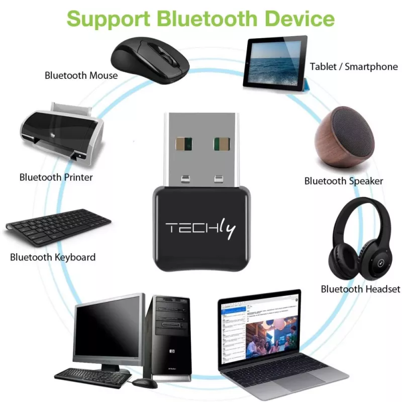 Δέκτης USB Techly IDATA USB-BLT5 για ποντίκι πληκτρολόγιο οποιασδήποτε μάρκας