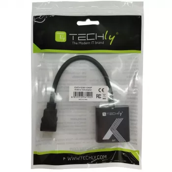 Techly Μετατροπέας Καλωδίου HDMI σε VGA Μαύρο 0,1 m 1920x1200 60 Hz