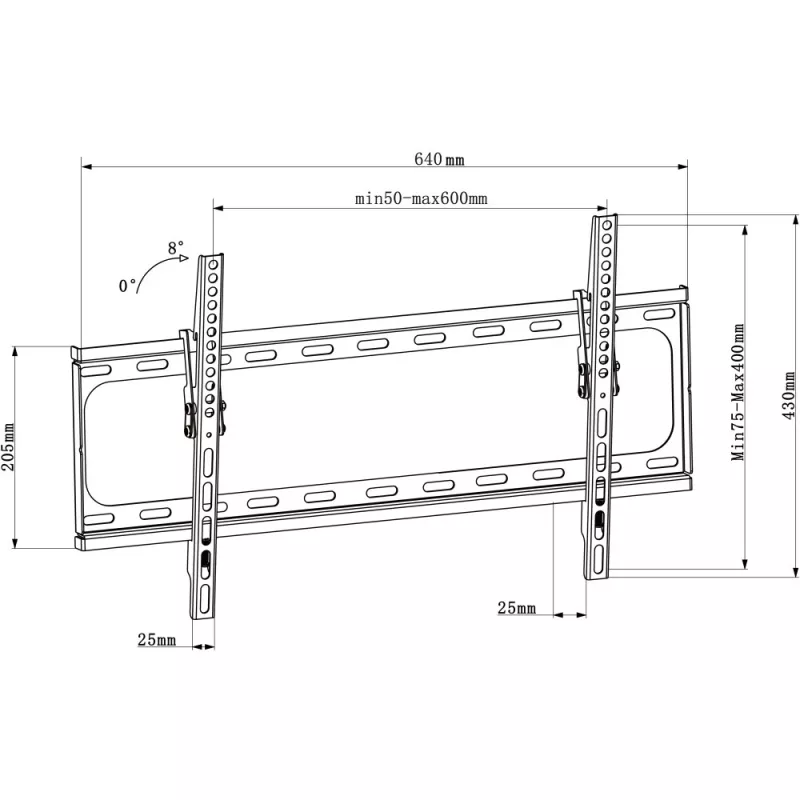 Techly ICA-PLB 261L Βάση Τοίχου TV 177,8 cm (70 inch) Μαύρο