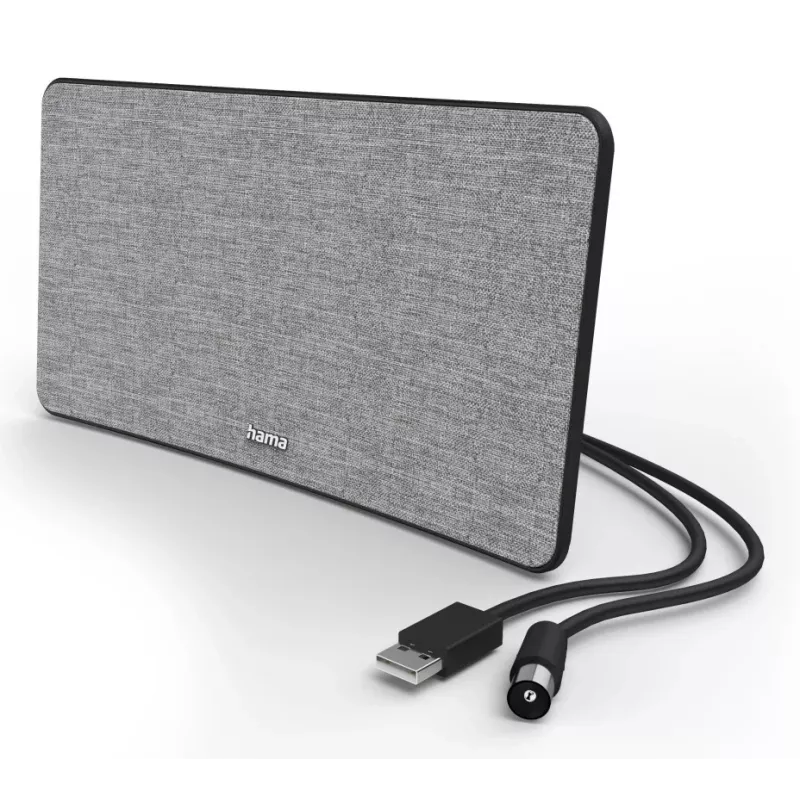 Εσωτερική κεραία TV Hama Fabric Design μαύρη γκρι USB 2 m
