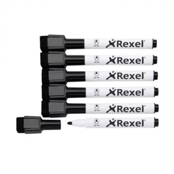 Rexel Magnetic Dry-Erase Μαρκαδόροι Μαύρο 6 τεμ.