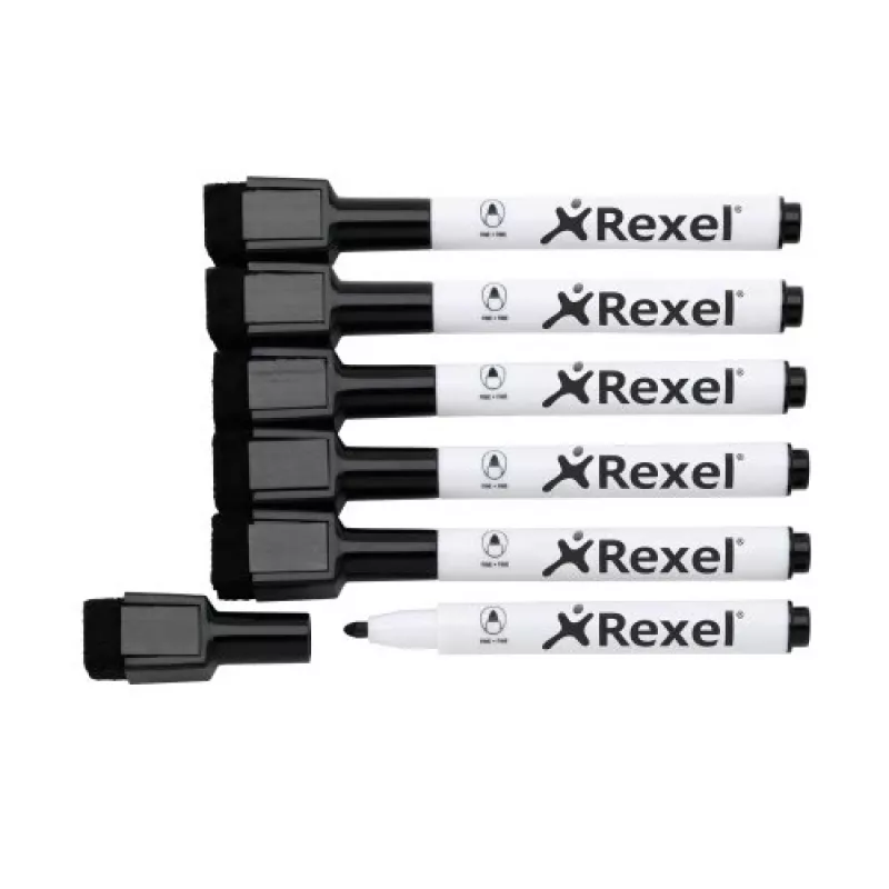 Rexel Magnetic Dry-Erase Μαρκαδόροι Μαύρο 6 τεμ.