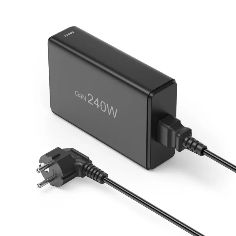 Σταθμός φόρτισης HAMA 201977, 240W συνολικά, 4× USB-C, 1× USB-A, μαύρο