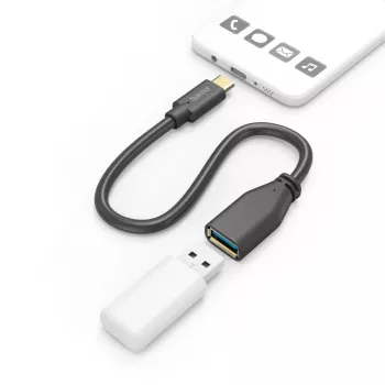 Καλώδιο USB Hama 00201605 USB 3.2 Gen 1 (3.1 Gen 1) 0,15 m USB C USB A μαύρο