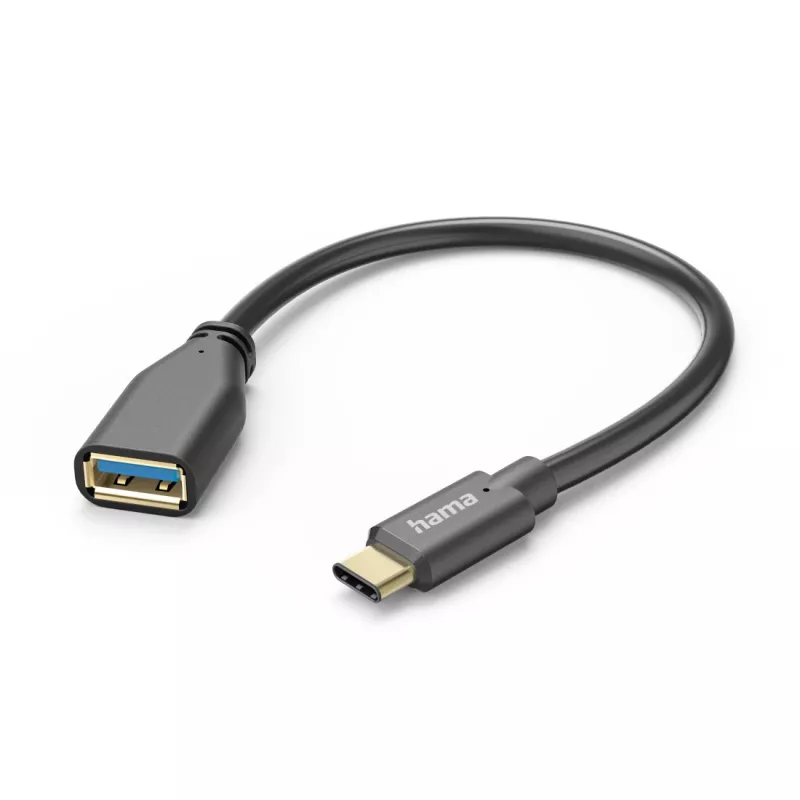 Hama 00201605 καλώδιο προσαρμογέα OTG USB, USB-C αρσενικό σε USB-A θηλυκό, USB 3.2, 5 Gbit/s, 0,15 m, μαύρο